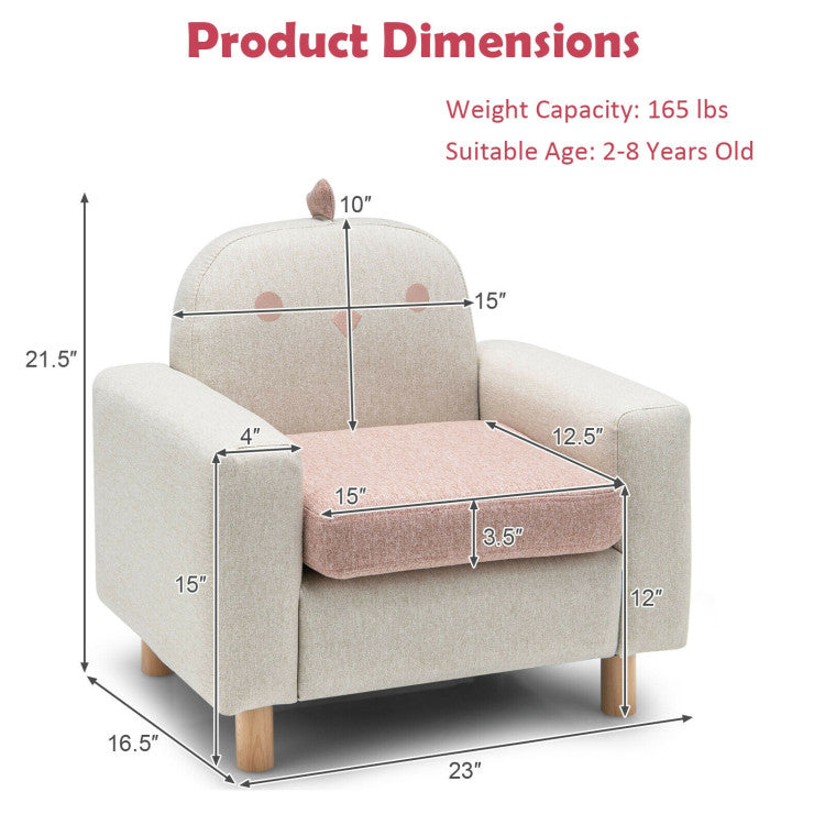 Kids Sofa with Armrest and Thick Cushion