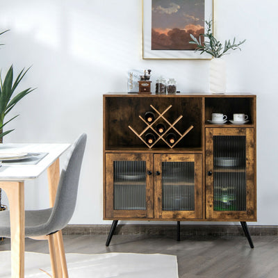 Buffet Storage Cupboard with Glass Door and Adjustable Shelves