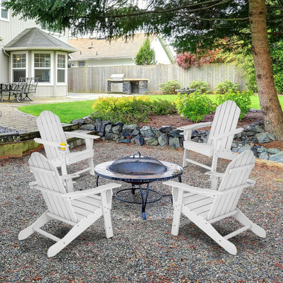 Outdoor Adirondack Chair with Built-in Cup Holder for Backyard Porch