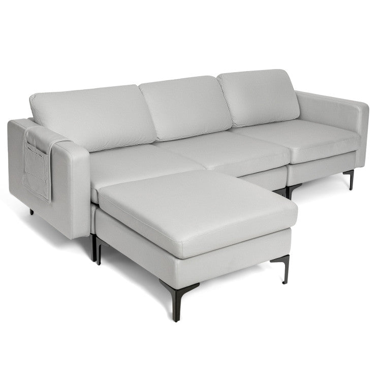 Modular L-shaped Sectional Sofa with Reversible Chaise--Light Gray