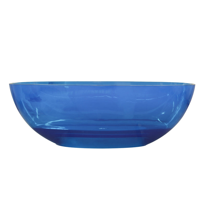 64inch Resin Transparent Blue Oval Shape Freestanding Soaking Bathtub