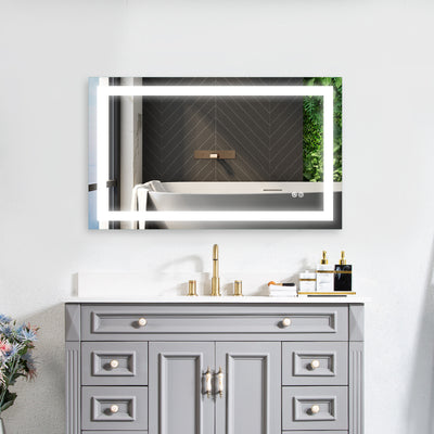 40 in. W x 24 in. H Frameless Rectangular LED Light Bathroom Mirror