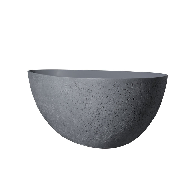 65inch Freestanding Solid Surface Soaking Bathtub for Bathroom in Cement Grey