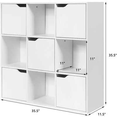 9-Cube Wooden Freestanding Bookcase for Home and Office