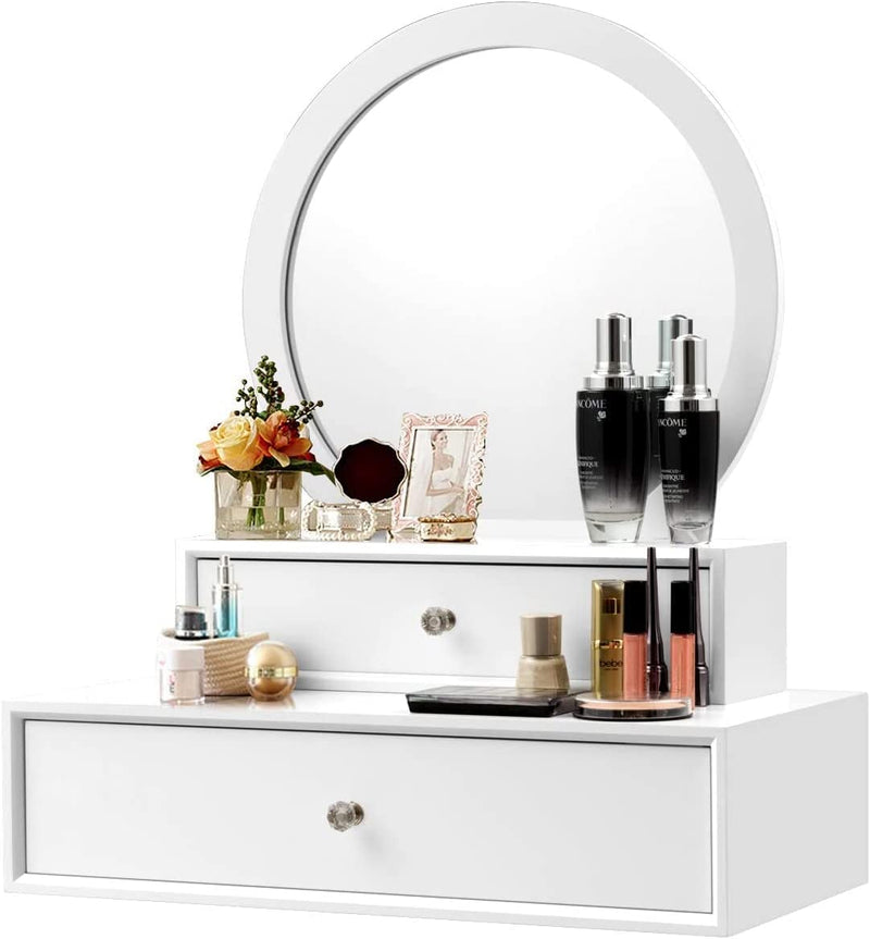 Makeup Dressing Wall Mounted Vanity Mirror with 2 Drawer