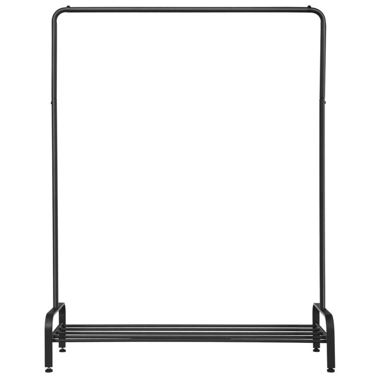 Heavy Duty Clothes Stand Rack with Top Rod and Lower Storage Shelf