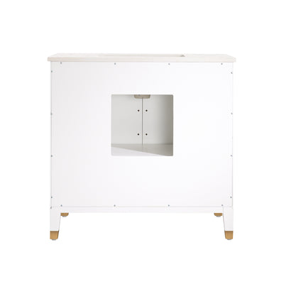 36 in. W x 22 in. D x 35 in. H Freestanding Bathroom Vanity in White with Carrara White Quartz Vanity Top