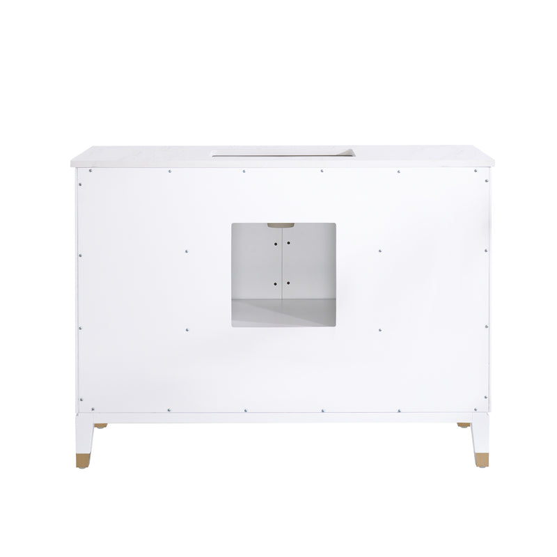 48 in. W x 22 in. D x 35 in. H Freestanding Bathroom Vanity in White with Carrara White Quartz Vanity Top