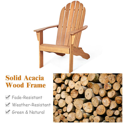 Acacia Wood Outdoor Adirondack Chair with Ergonomic Design