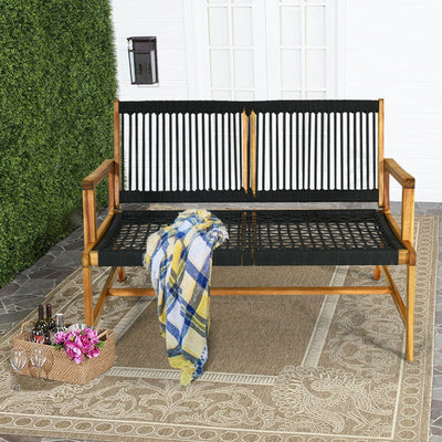 2-Person Acacia Wood Yard Bench for Balcony and Patio