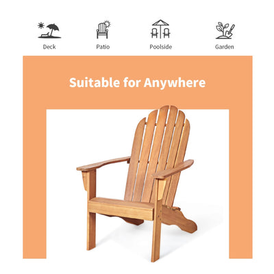 Acacia Wood Outdoor Adirondack Chair with Ergonomic Design