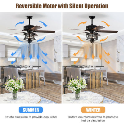 50 Inches Ceiling Fan with Lights Reversible Blades and Pull Chain Control