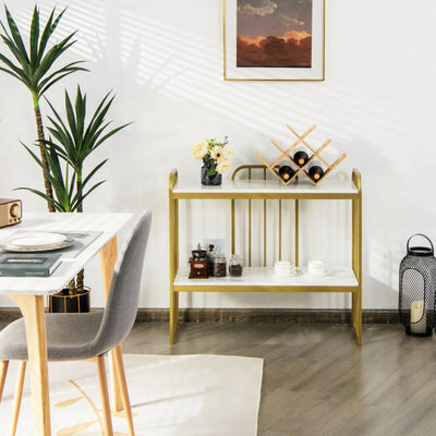 2-Tier Modern Buffet Console Table with Storage Shelf