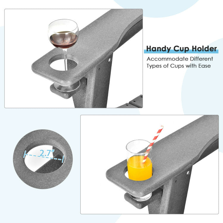 Outdoor Adirondack Chair with Built-in Cup Holder for Backyard Porch