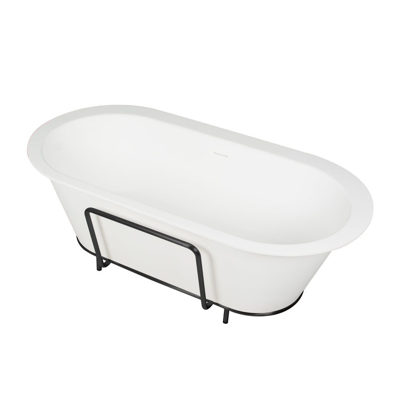 71inch Freestanding Artificial Stone Solid Surface Bathtub in Matte White