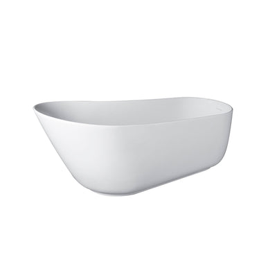 67inch Solid Surface Stone Resin Oval Shape Soaking Bathtub with Overflow in Matte White