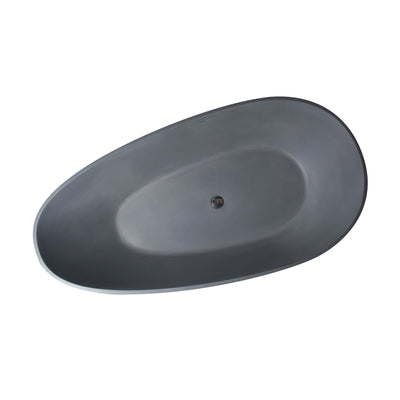 65inch Freestanding Solid Surface Soaking Bathtub for Bathroom in Cement Grey