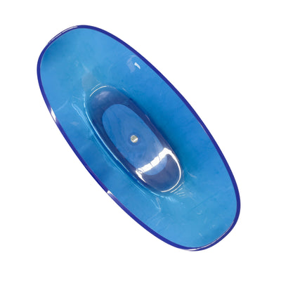 64inch Resin Transparent Blue Oval Shape Freestanding Soaking Bathtub