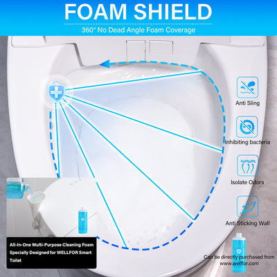 Elongated Smart Bidet Toilet in White with Built-in Tank, Foot Sensor Function, Auto Flush