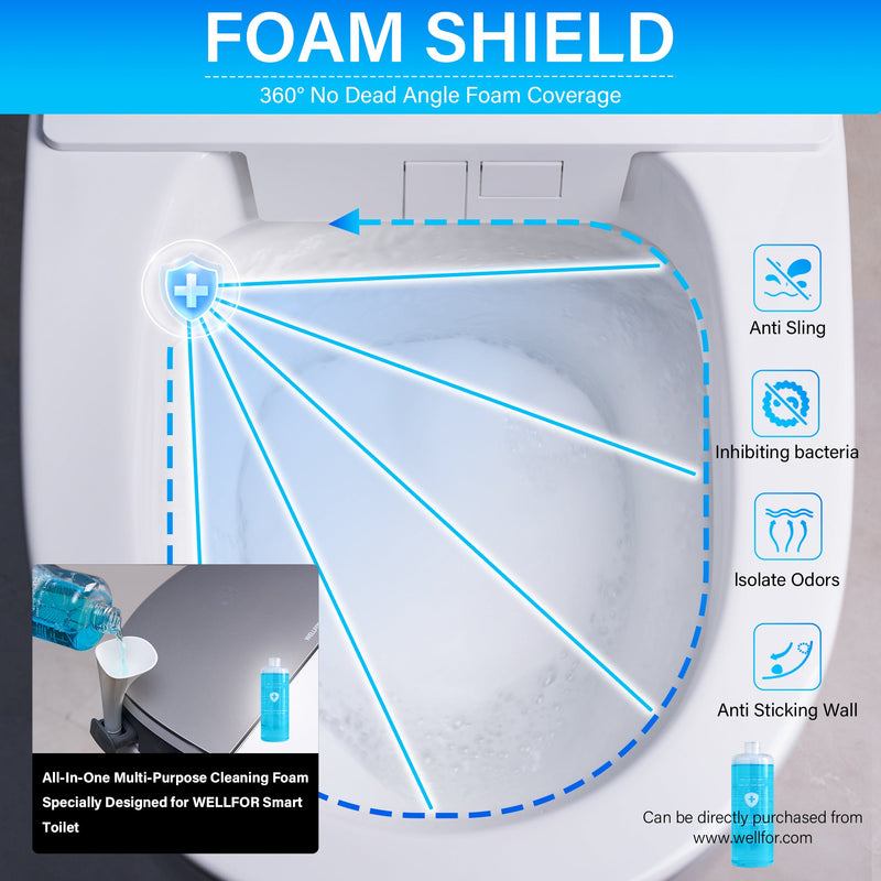 Elongated Smart Bidet Toilet in White with Built-in Tank, Foot Sensor Function, Auto Flush,LED Display