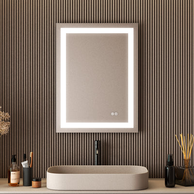 24 in. W x 32 in. H Frameless Rectangular LED Light Bathroom Mirror