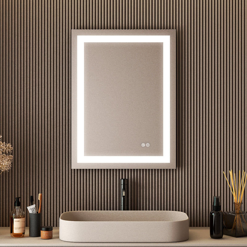 24 in. W x 32 in. H Frameless Rectangular LED Light Bathroom Mirror