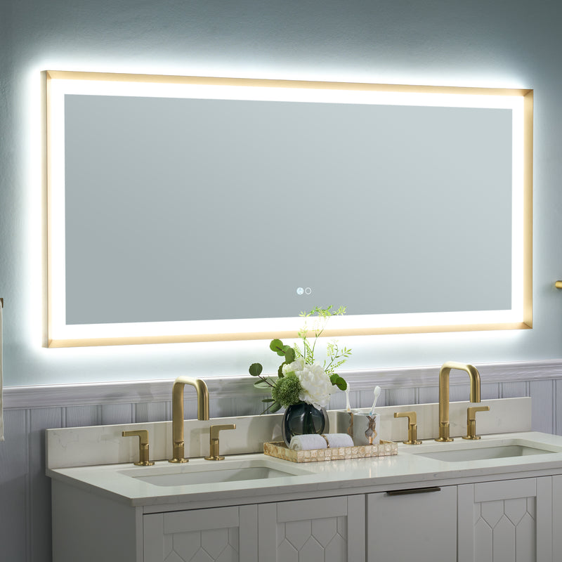 60 in. W x 28 in. H Aluminium Framed Front and Back LED Light Bathroom Vanity Mirror