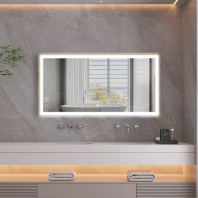 60 in. W x 28 in. H Aluminium Framed Rectangular LED Light Bathroom Vanity Mirror