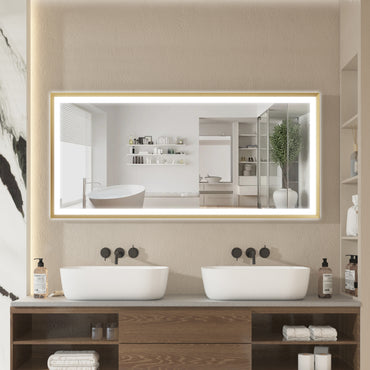 60 in. W x 28 in. H Aluminium Framed Front and Back LED Light Bathroom Vanity Mirror