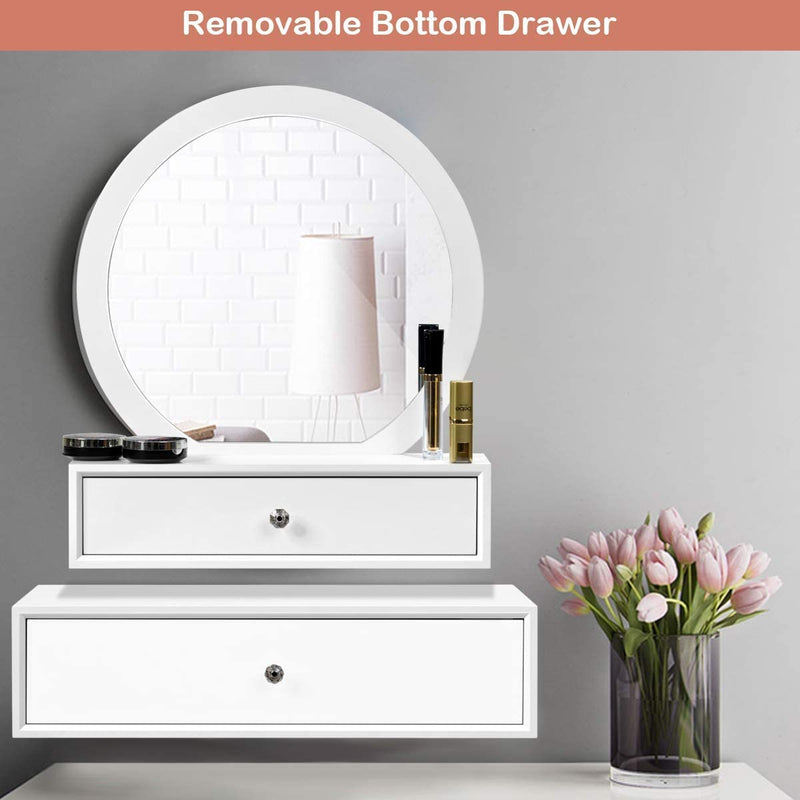 Makeup Dressing Wall Mounted Vanity Mirror with 2 Drawer