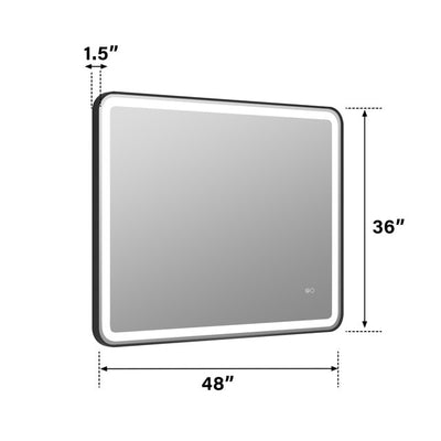 48 x 36 inch LED Bathroom Mirror, Wall Mounted Bathroom Vanity Framed Mirror with Dimmer, IP54 Enhanced Anti-Fog