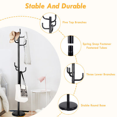 69 Inch Freestanding Metal Coat Rack for Entryway