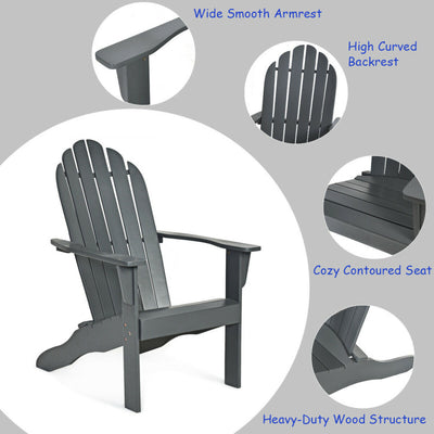 Acacia Wood Outdoor Adirondack Chair with Ergonomic Design