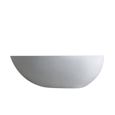 59inch Solid Surface Stone Resin Freestanding Egg Shape Bathtub in Matte White