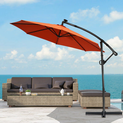 10 Feet 360° Rotation Solar Powered LED Patio Offset Umbrella without Weight Base