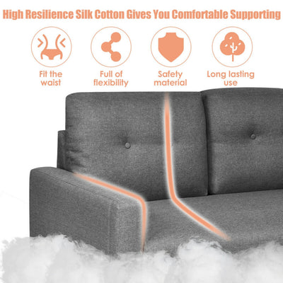 55 Inch Modern Upholstered Sofa Couch with Cloth Cushion