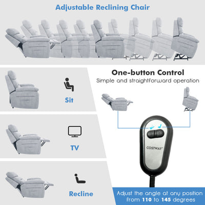 Power Lift Recliner Sofa with Side Pocket and Remote Control