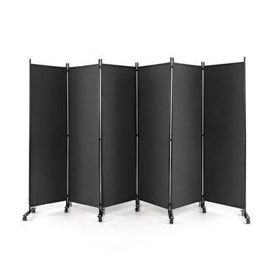 6 Panel 5.7 Feet Tall Rolling Room Divider on Wheels