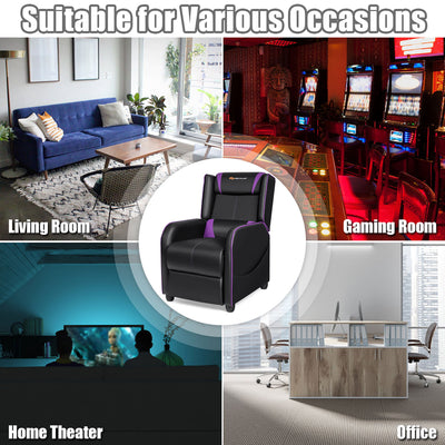 Massage Gaming Recliner Chair Single Living Room Sofa Home Theater Seat Purple