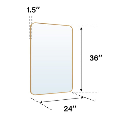 24-in W x 36-in H Brushed Gold Rectangular Framed Bathroom Vanity Mirror