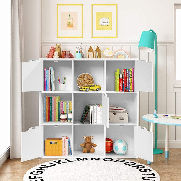 9-Cube Wooden Freestanding Bookcase for Home and Office