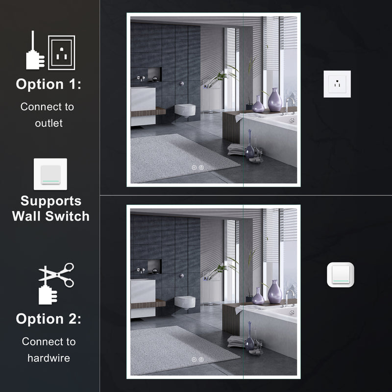 30"x30" LED Bathroom Medicine Cabinet with Lights, Medicine Cabinet with Mirror, Defogger, Dimmer, Memory Function, Anodized Aluminum