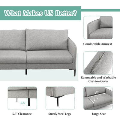 Modern 76 Inch Loveseat Sofa Couch for Apartment Dorm with Metal Legs