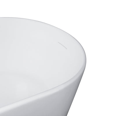 67inch Solid Surface Stone Resin Oval Shape Soaking Bathtub with Overflow in Matte White