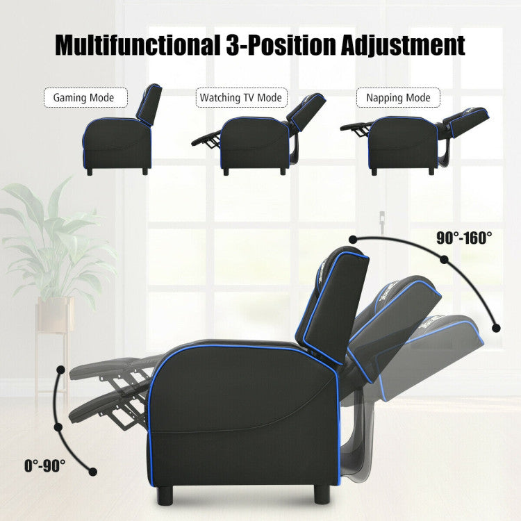 Massage Gaming Recliner PU Leather Chair with Footrest