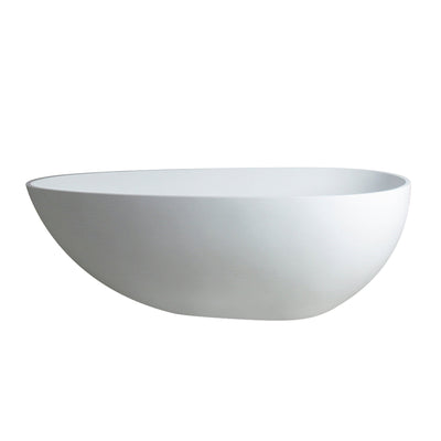 59inch Solid Surface Stone Resin Freestanding Egg Shape Bathtub in Matte White