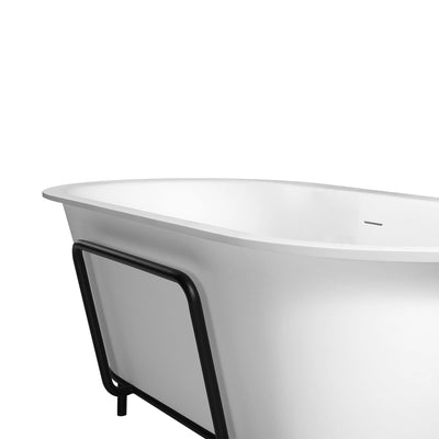 71inch Freestanding Artificial Stone Solid Surface Bathtub in Matte White