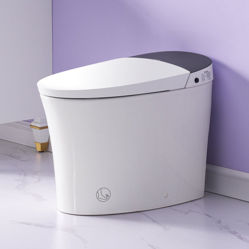 Elongated Smart Bidet Toilet in White with Built-in Tank, Foot Sensor Function, Auto Flush,LED Display