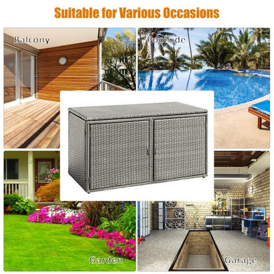 Garden Patio Rattan Multipurpose Deck Box 88 Gallon-Gray