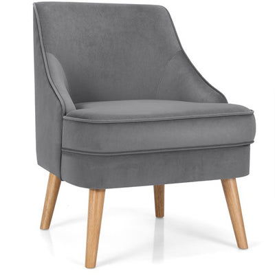 Accent Chair Velvet Upholstered Single Sofa with Rubber Wood Legs